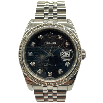 Rolex Datejust 116234 36mm Black Computer Diamond Dial Automatic Watch